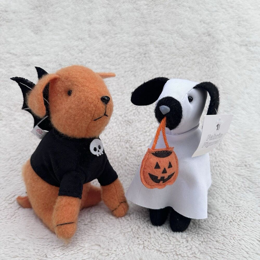 Target Halloween Dog Figurine Set Ghost Costume Bat Wings Skull Shirt 2024